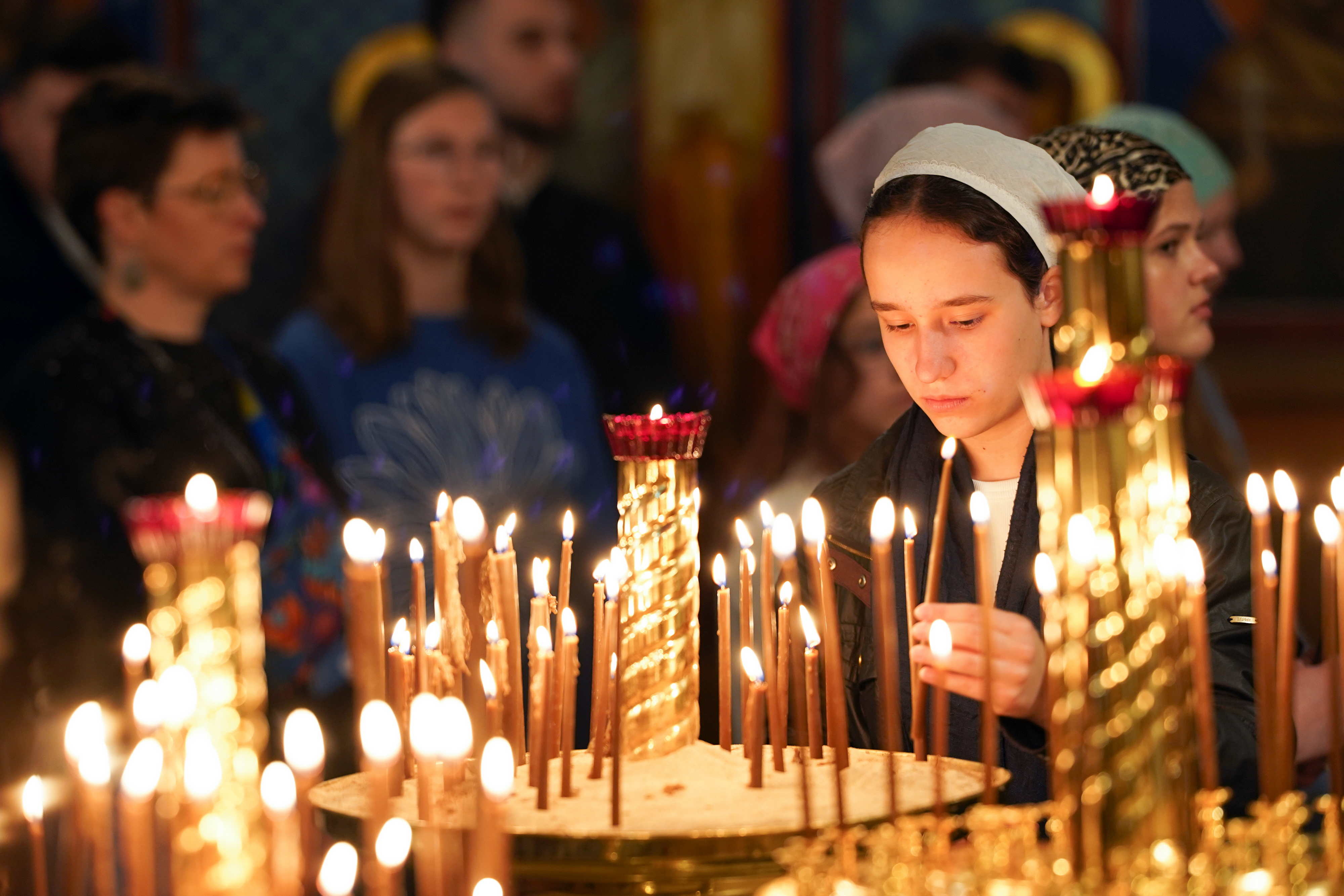 The Divine Liturgy in Transfiguration church at Holy Mountain of Grabark