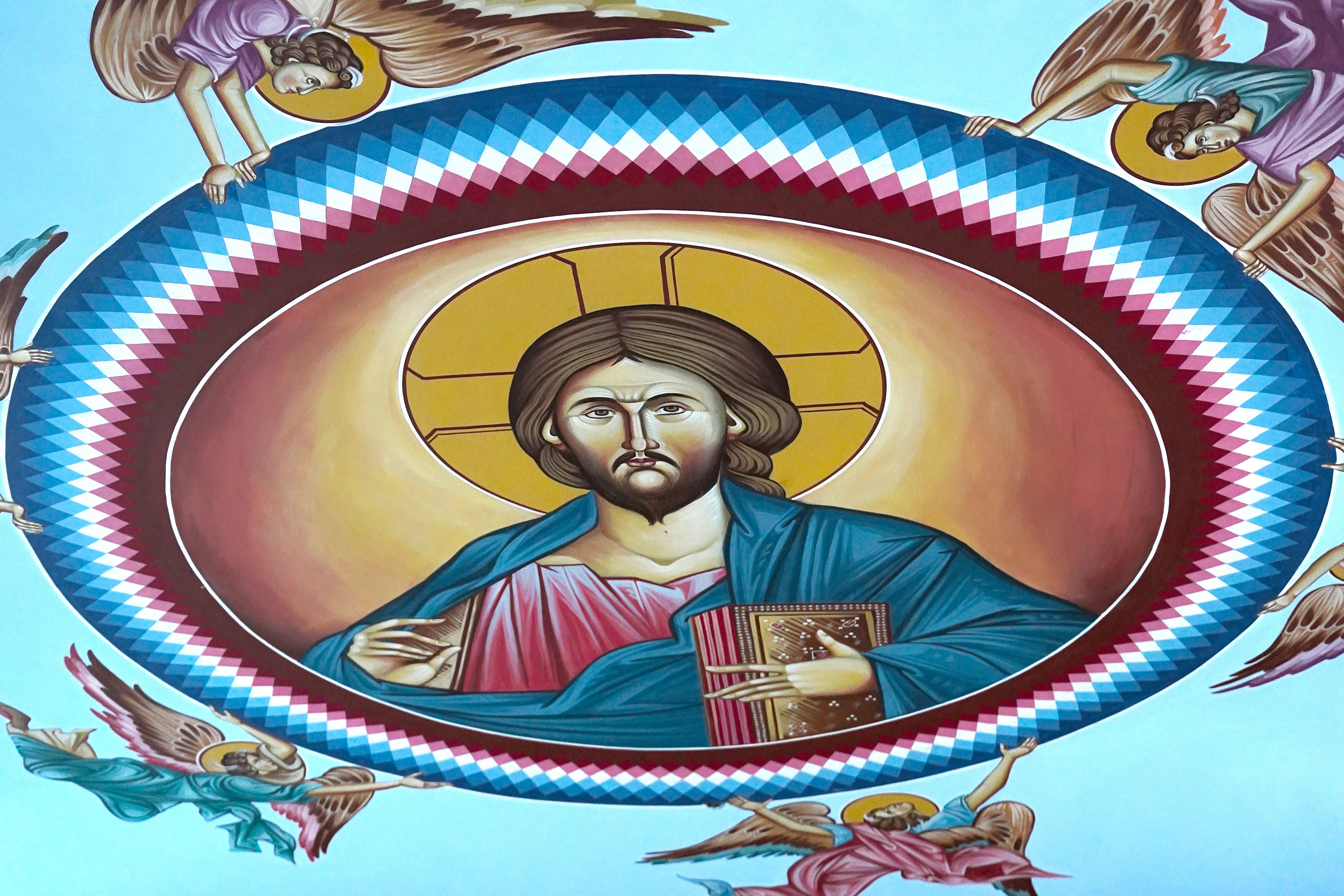 Pantocrator fresco in Ascension Orthodox church in Snina