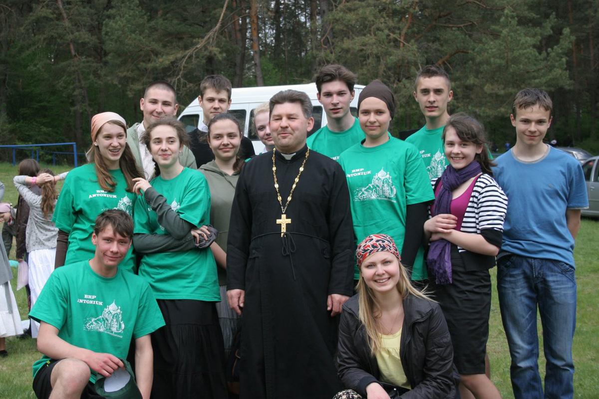 fr. Andrew with his parish fellowship    